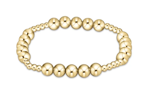 Classic Blissful Pattern 3mm Bead Bracelet - 6mm Gold