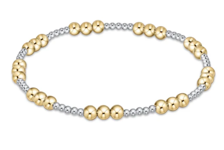 Classic Joy Pattern 4mm Bead Bracelet - Mixed Metal