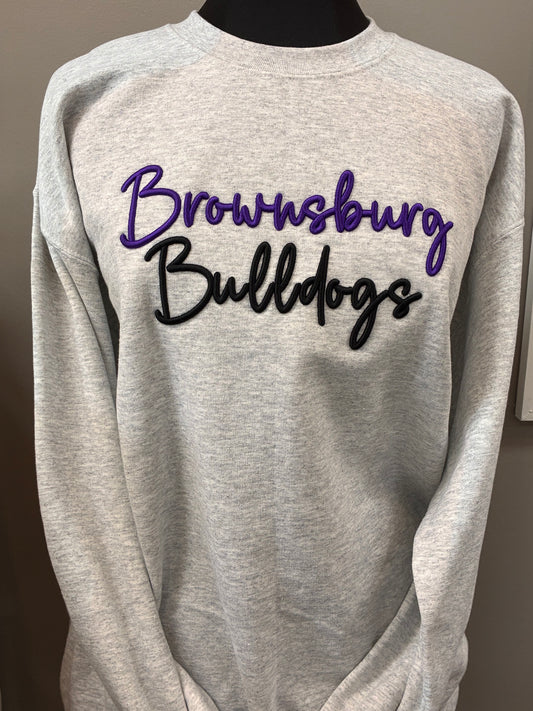 Brownsburg Bulldogs Ash Puff Sweatshirt