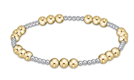 Classic Joy Pattern 5mm Bead Bracelet - Mixed Metal