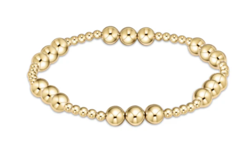 Classic Joy Pattern 6mm Bead Bracelet - Gold