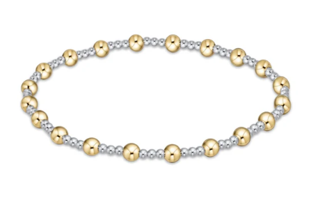 Classic Sincerity Pattern 4mm Bead Bracelet - Mixed Metal