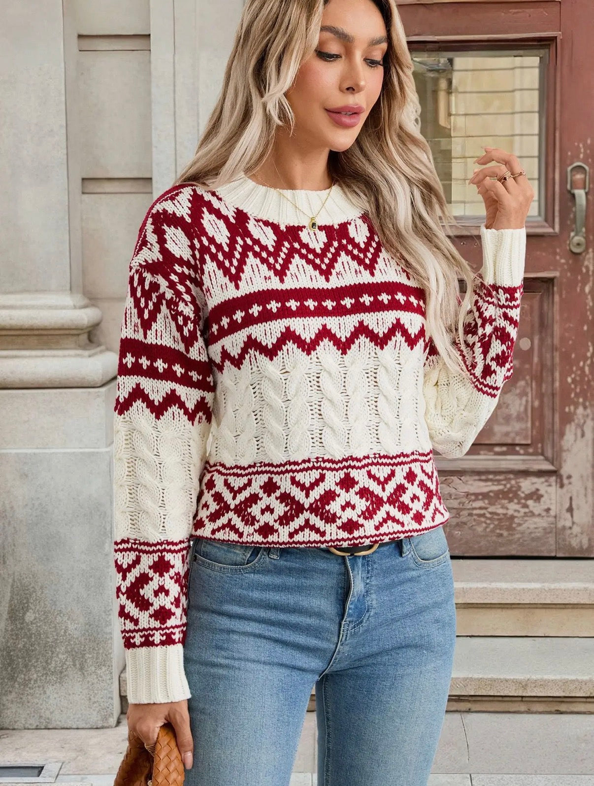 Cable Knit Patterned Sweater