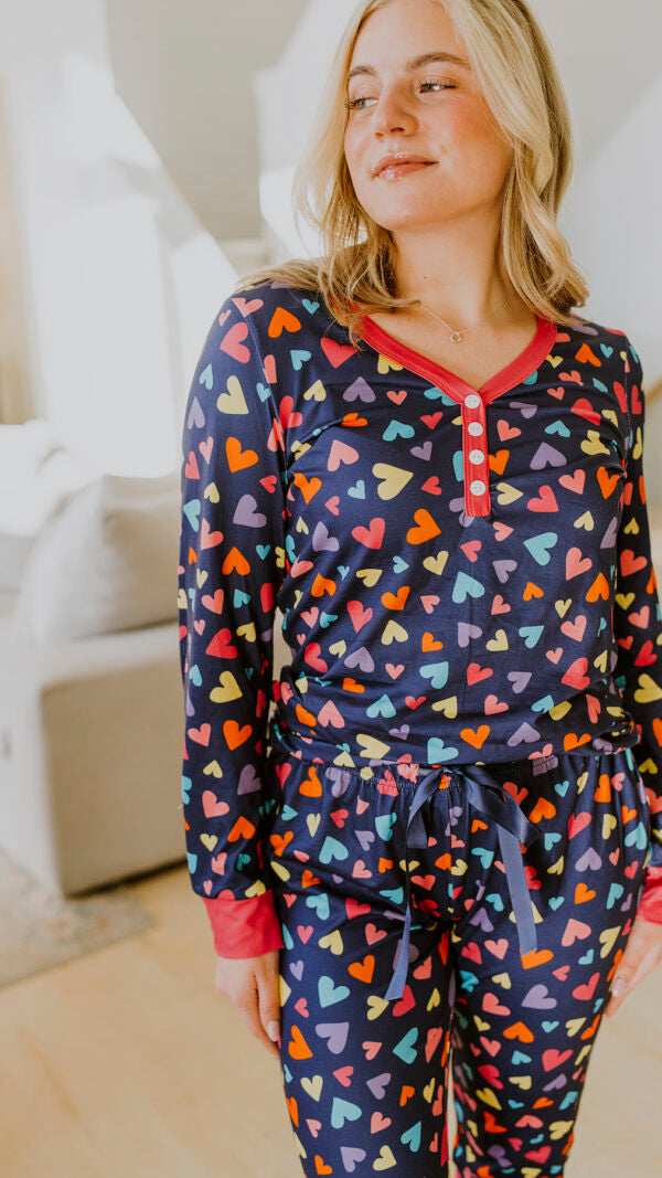 Colorful Heart Valentine Jogger PJ Set