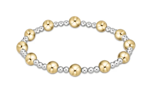 Classic Sincerity Pattern 6mm Bead Bracelet - Mixed Metal