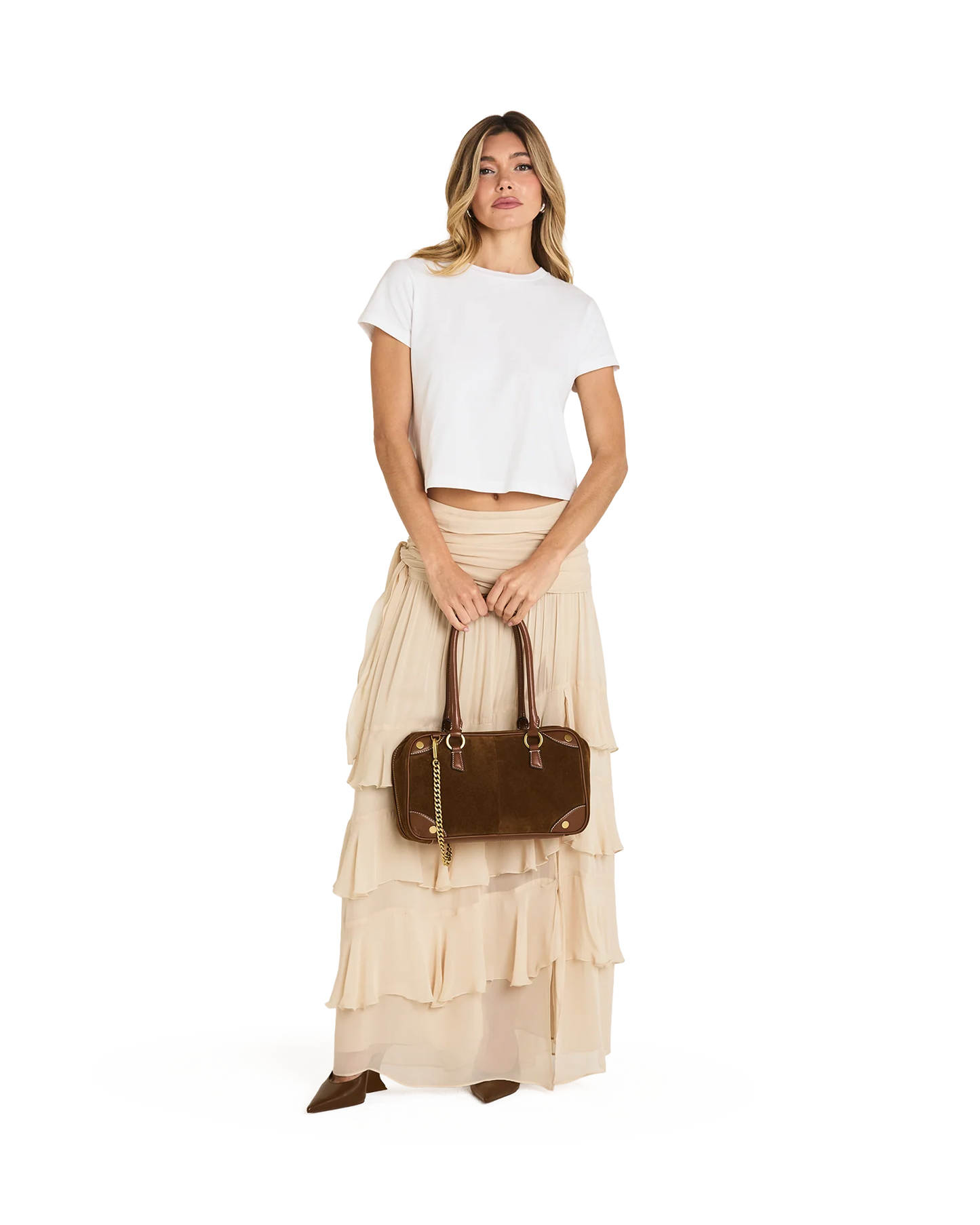 PREORDER NOW!  Meredith Medium Cinnamon Suede/Antique Gold