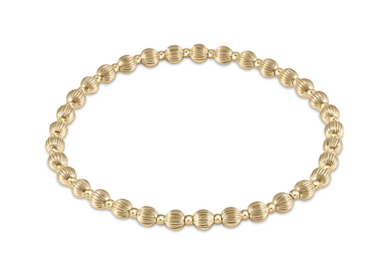 Dignity Grateful Pattern 4mm Bead Bracelet - Gold