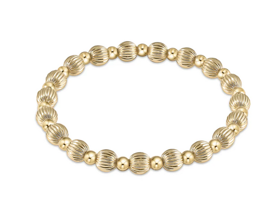 Dignity Grateful Pattern 6mm Bead Bracelet - Gold