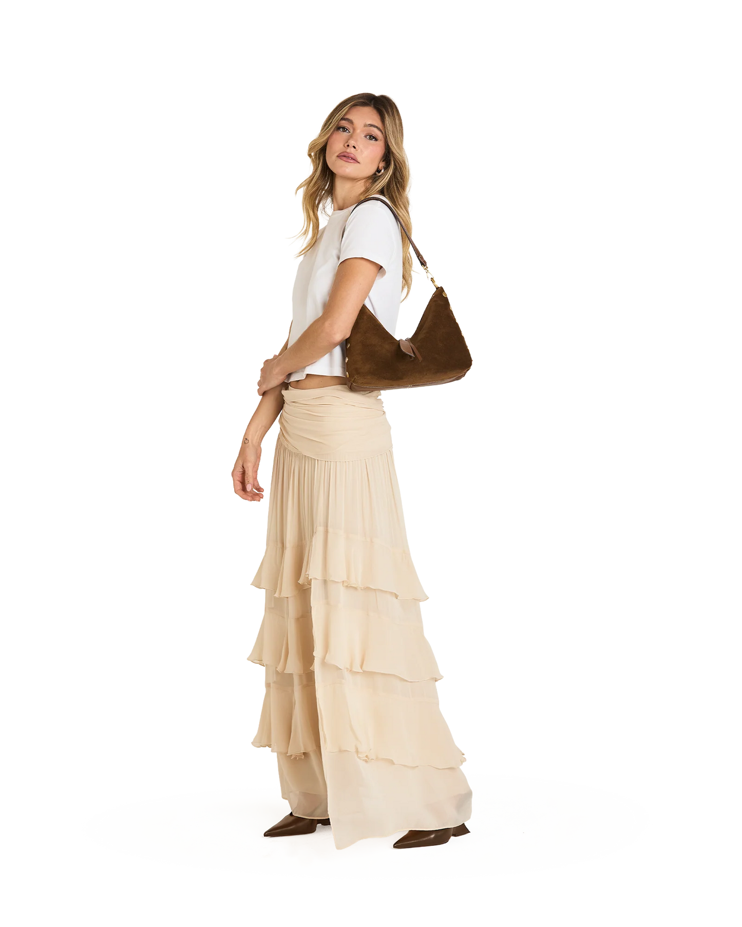 PREORDER NOW!  Grace Medium Cinnamon Suede/Antique Gold