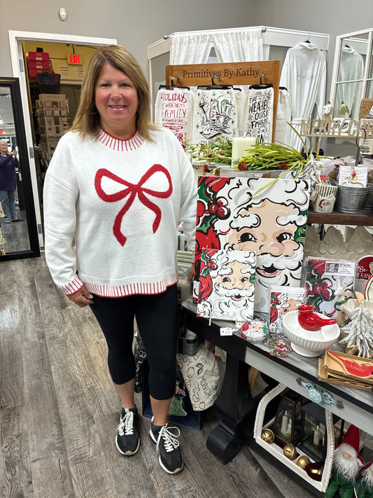White Wilder Bow Sweater