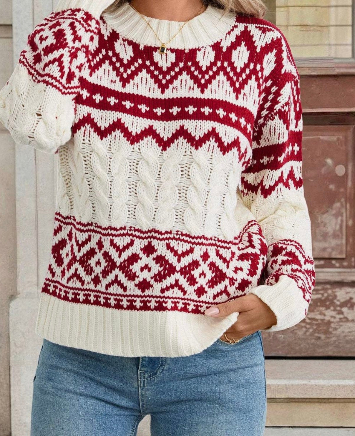 Cable Knit Patterned Sweater