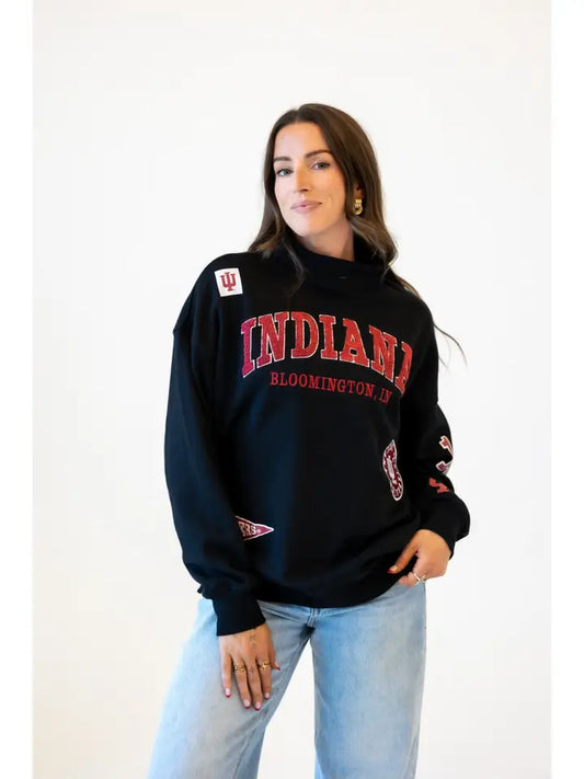 Indiana All Over Scatter Oversized Funnel Neck Black