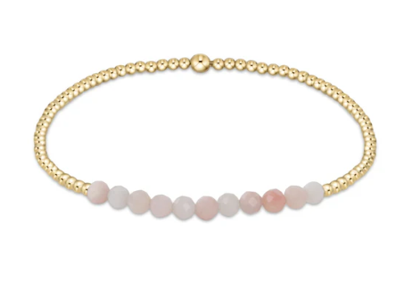 Gold Bliss 2mm Bead Bracelet - Pink Opal