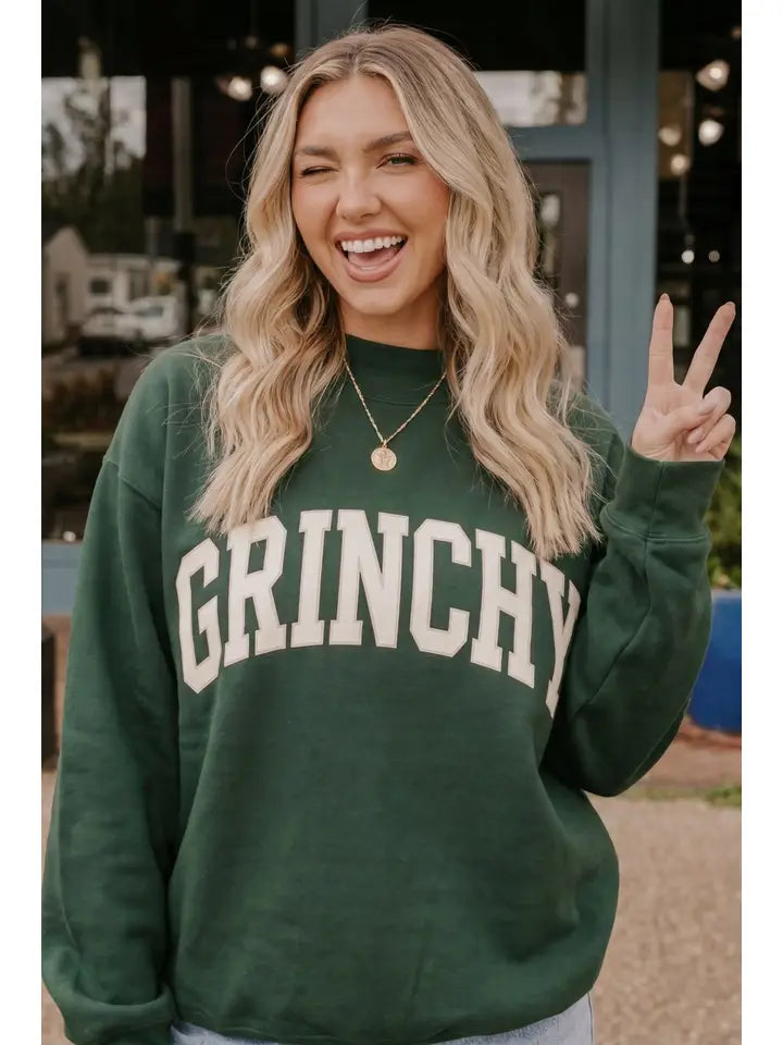 Grinchy Graphic Holiday Sweatshiert Green