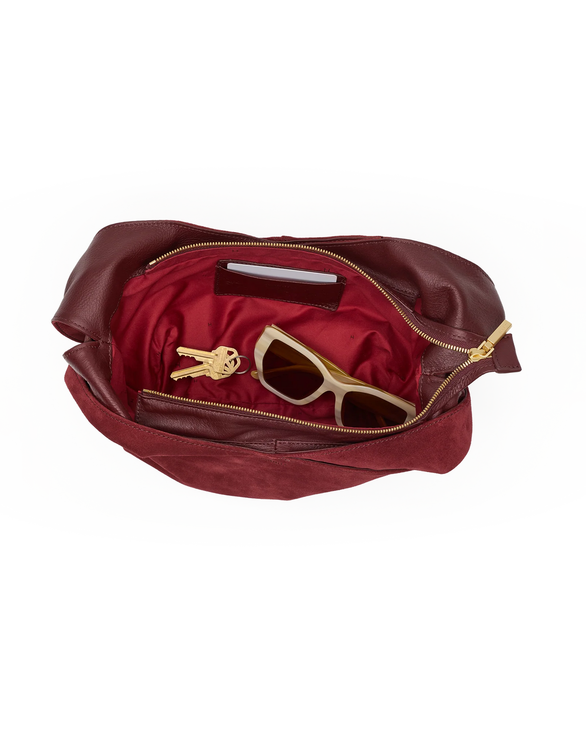 PREORDER NOW!  Tom Zip Medium Cherrywood Suede/Brushed Gold