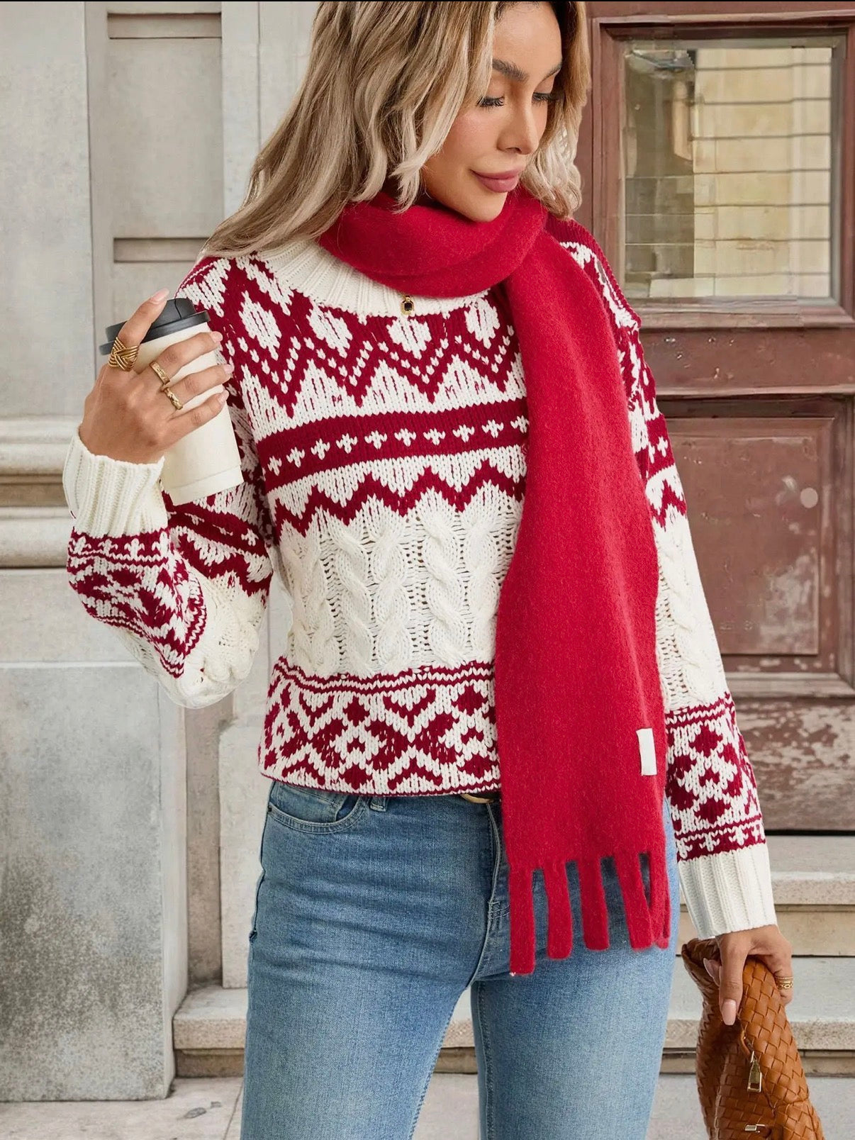 Cable Knit Patterned Sweater