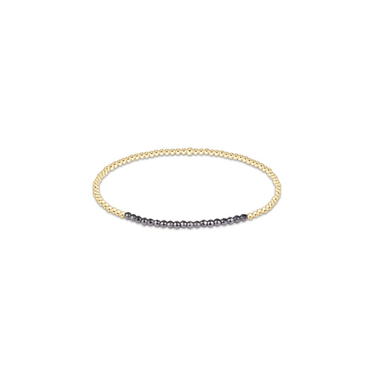 BGBLSILFHEM2G Gold Bliss Silver Faceted Hematite 2mm Gold Bracelet