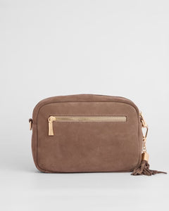 City Crossbody Suede Bag Mocha