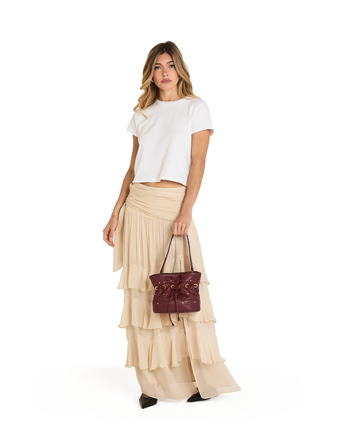 PREORDER NOW!  Gianna Small Quilted Cherrywood/Brushed Gold