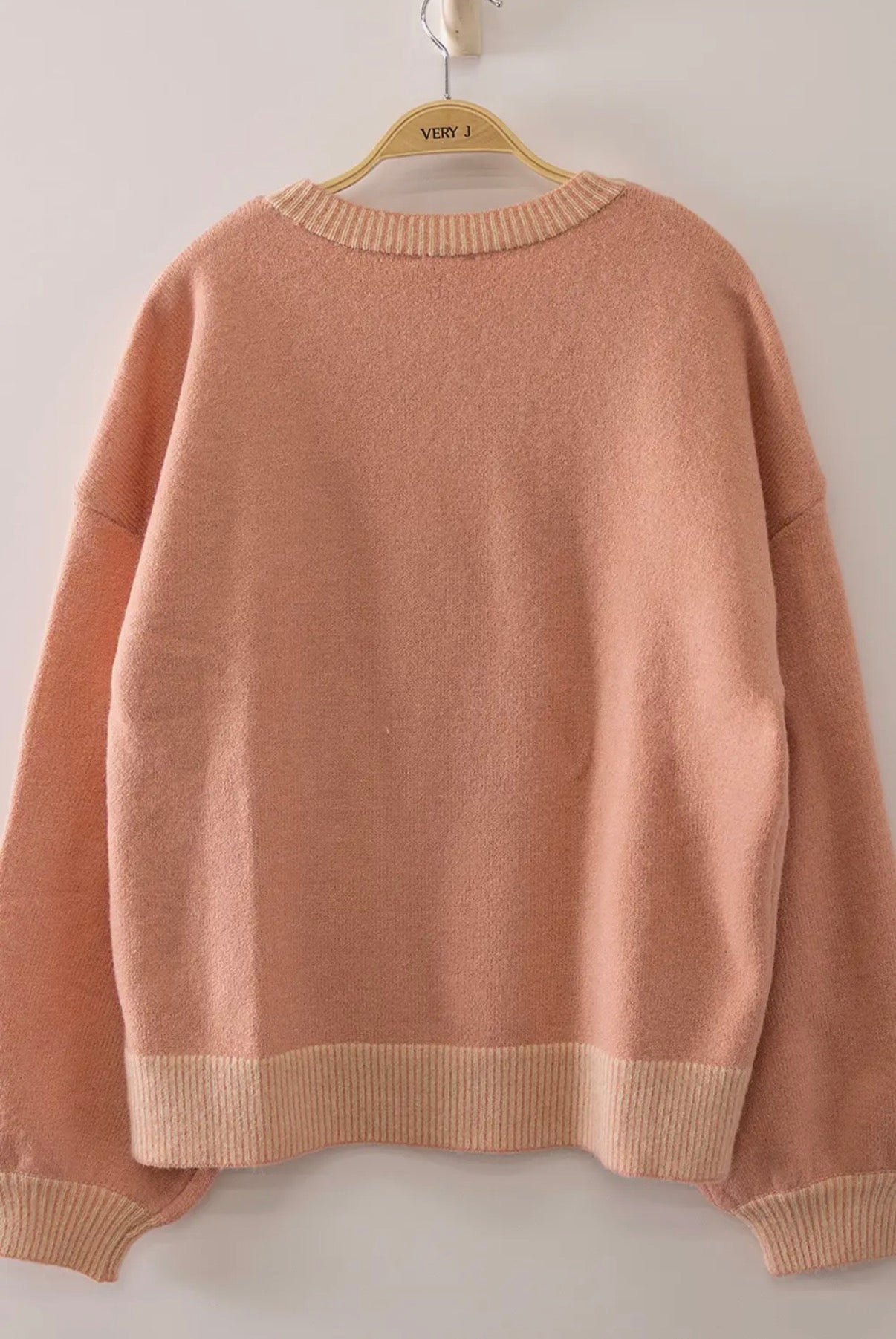 12W3674N Dog Intarsia Sweater Blush