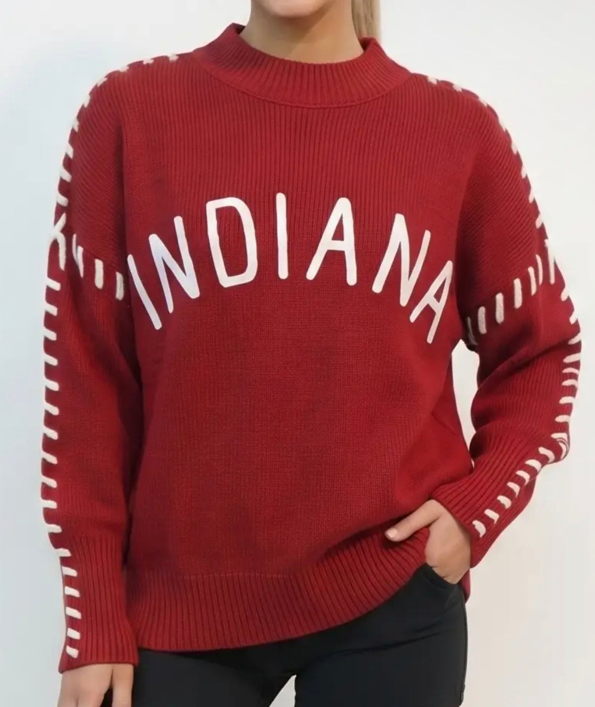 Indiana Whip Stitch Red Gameday Sweater
