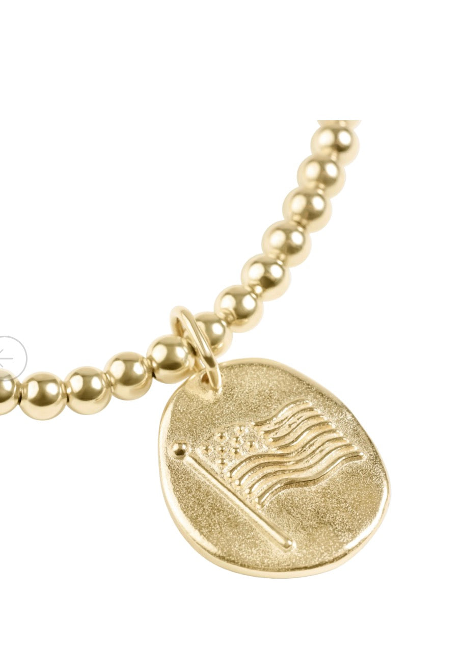 BCLG3INSAMRGD Classic Gold 3mm Bracelet Inspire America Gold Disc