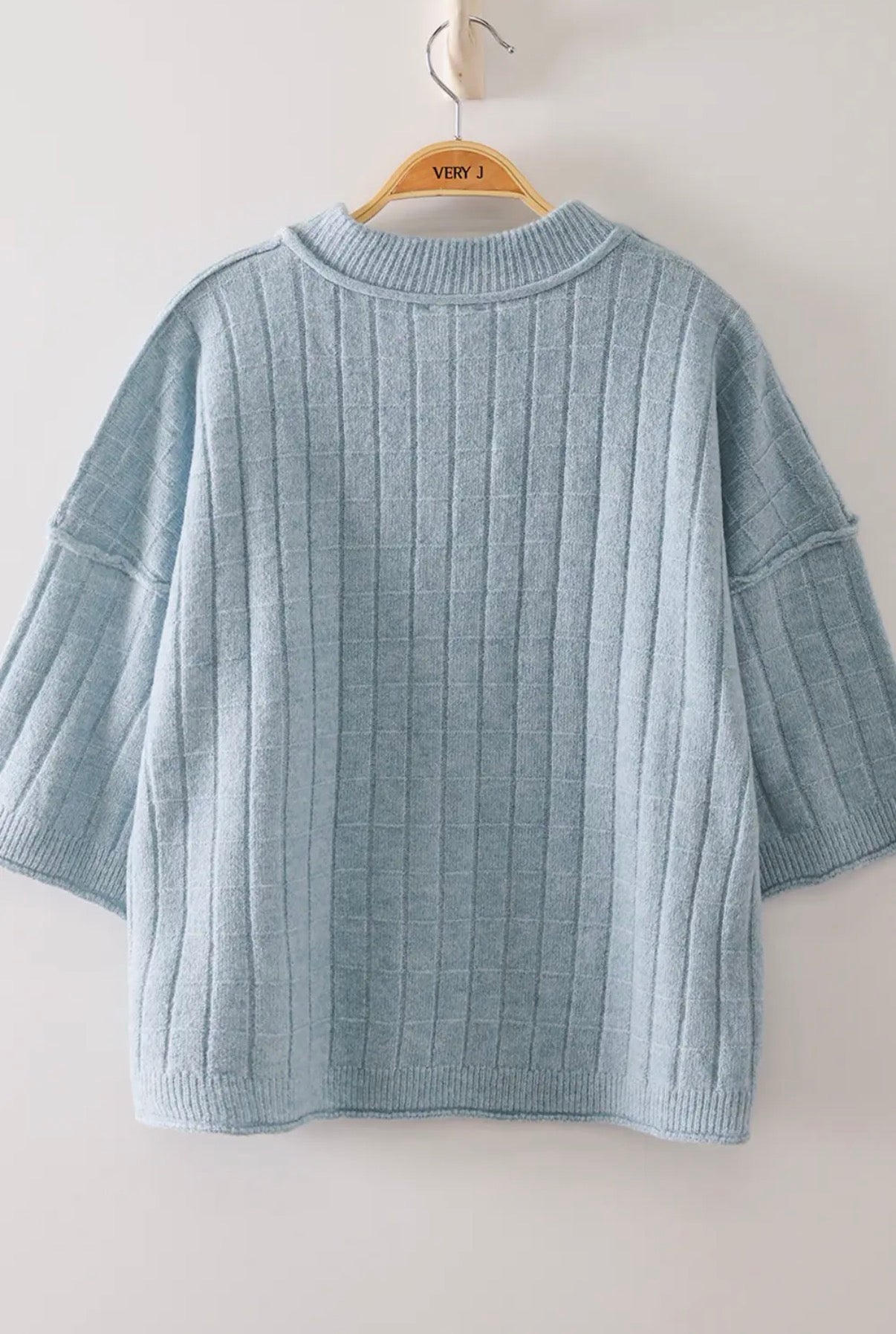 12W3734N Blue Cropped Knit Sweater