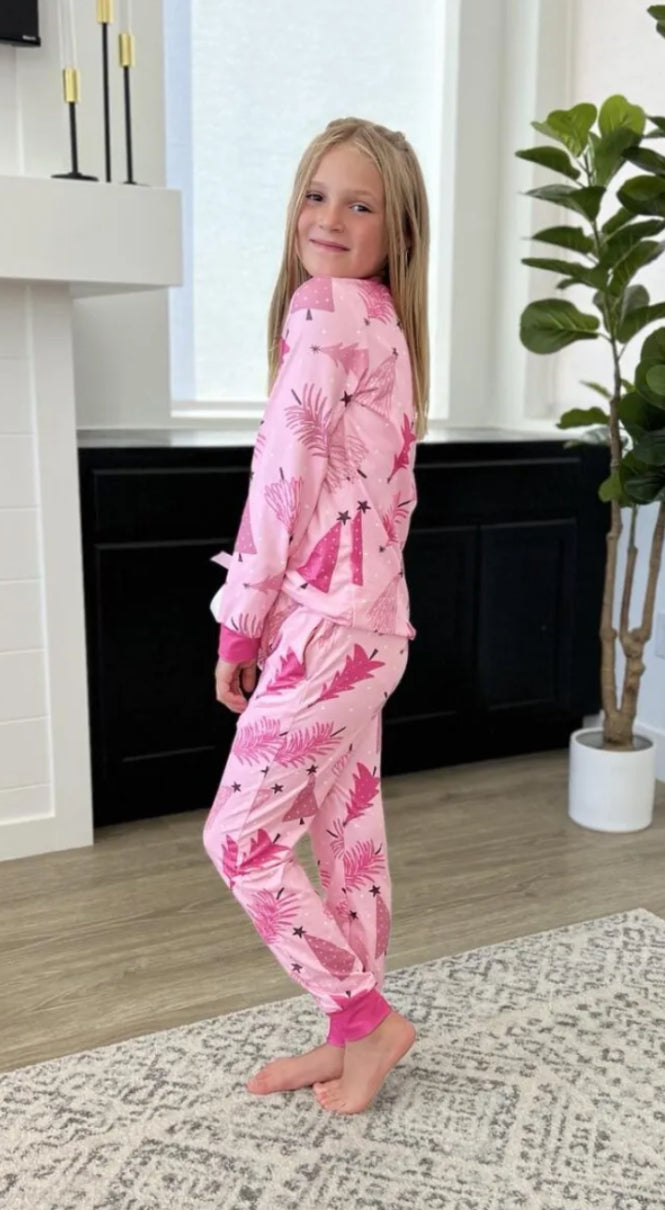 Pink Tree  Jogger PJ Set Kids