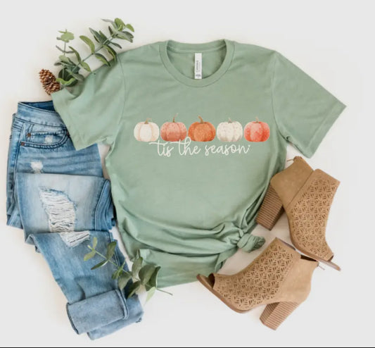 Preppy Tis the Season Pumpkins Short Sleeve