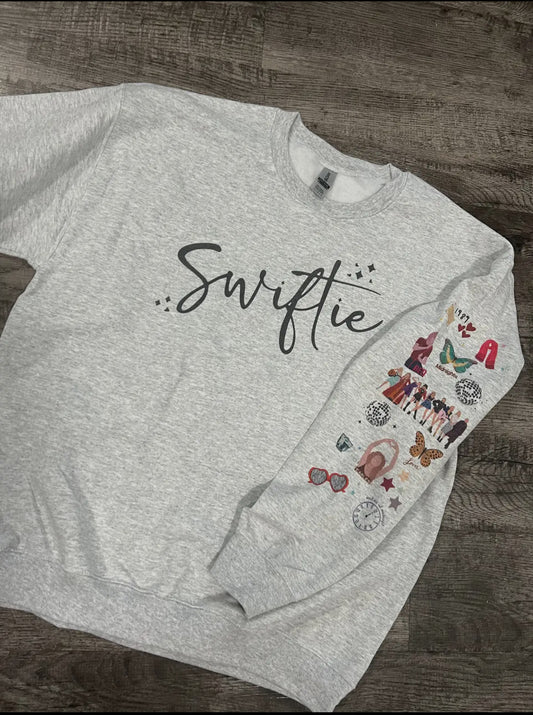 Grey Swiftie Sweatshirt With Sleeve Album Designs