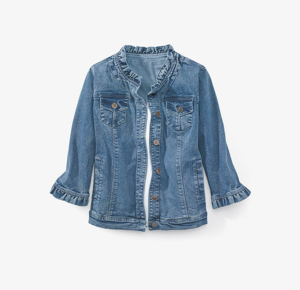 Ruffle Trimmed Denim Jacket