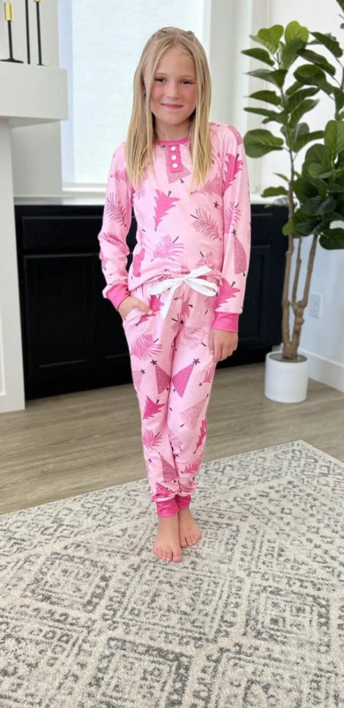 Pink Tree  Jogger PJ Set Kids