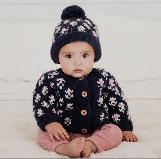 Bitty Blooms Indigo Cardigan