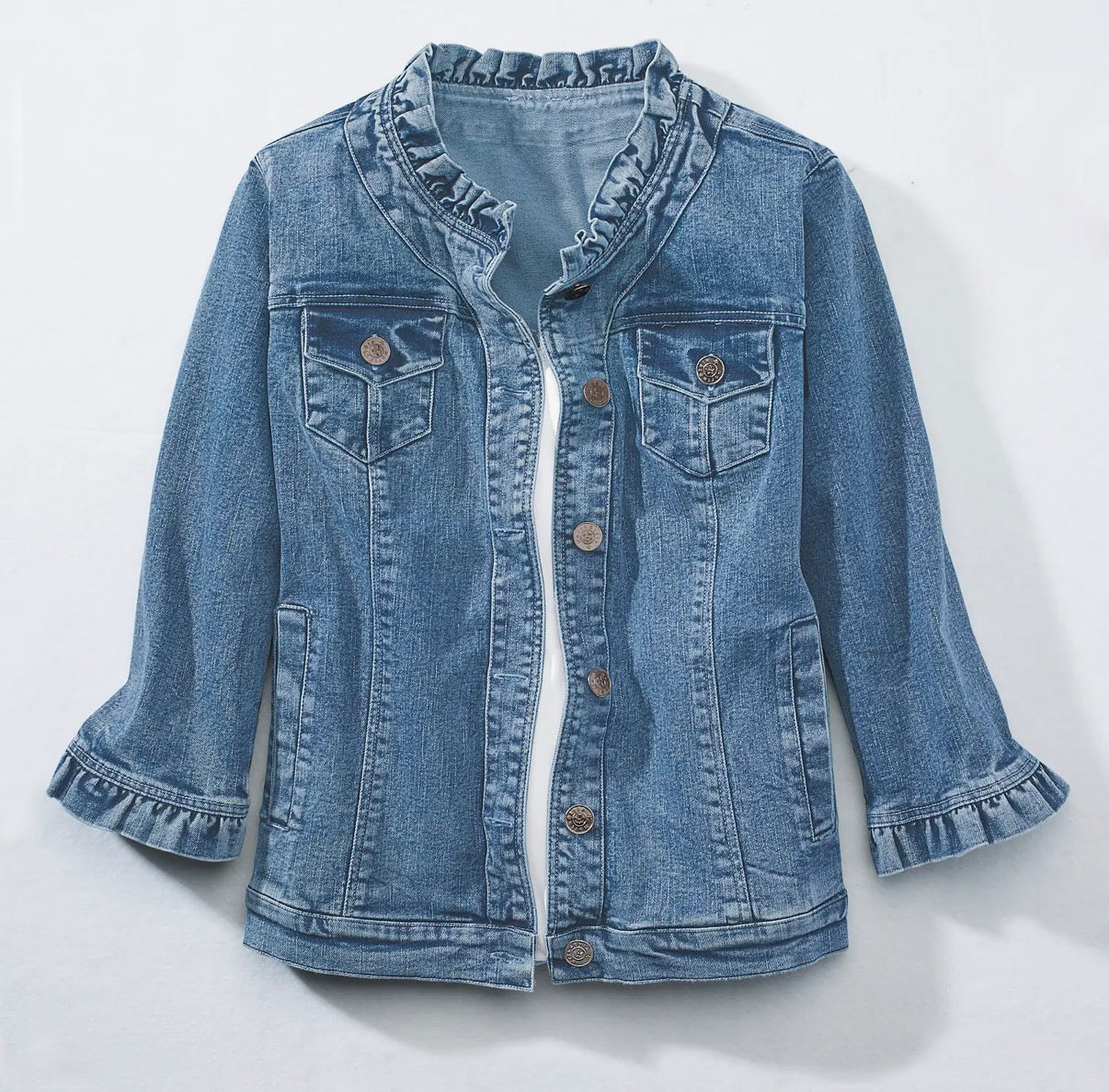 Ruffle Trimmed Denim Jacket