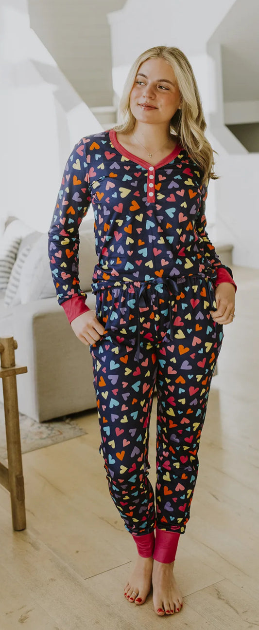 Colorful Heart Valentine Jogger PJ Set