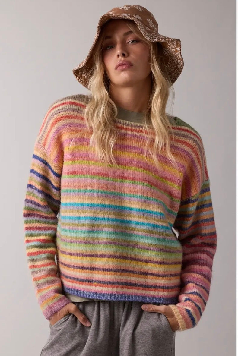 Rainbow Knit Sweater  Sky/Purple WL25-11416