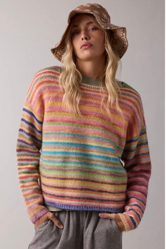 Rainbow Knit Sweater  Sky/Purple WL25-11416