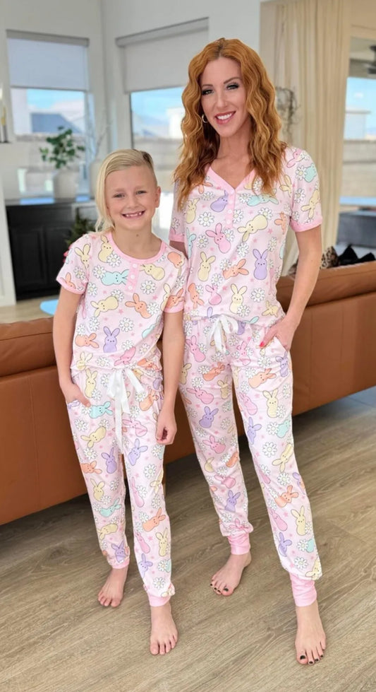 Pink Peep Bunny Jogger PJ Set