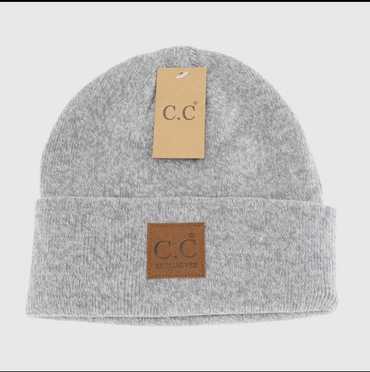 Unisex Classic Oversized Logo CC Beanie Grey Mix