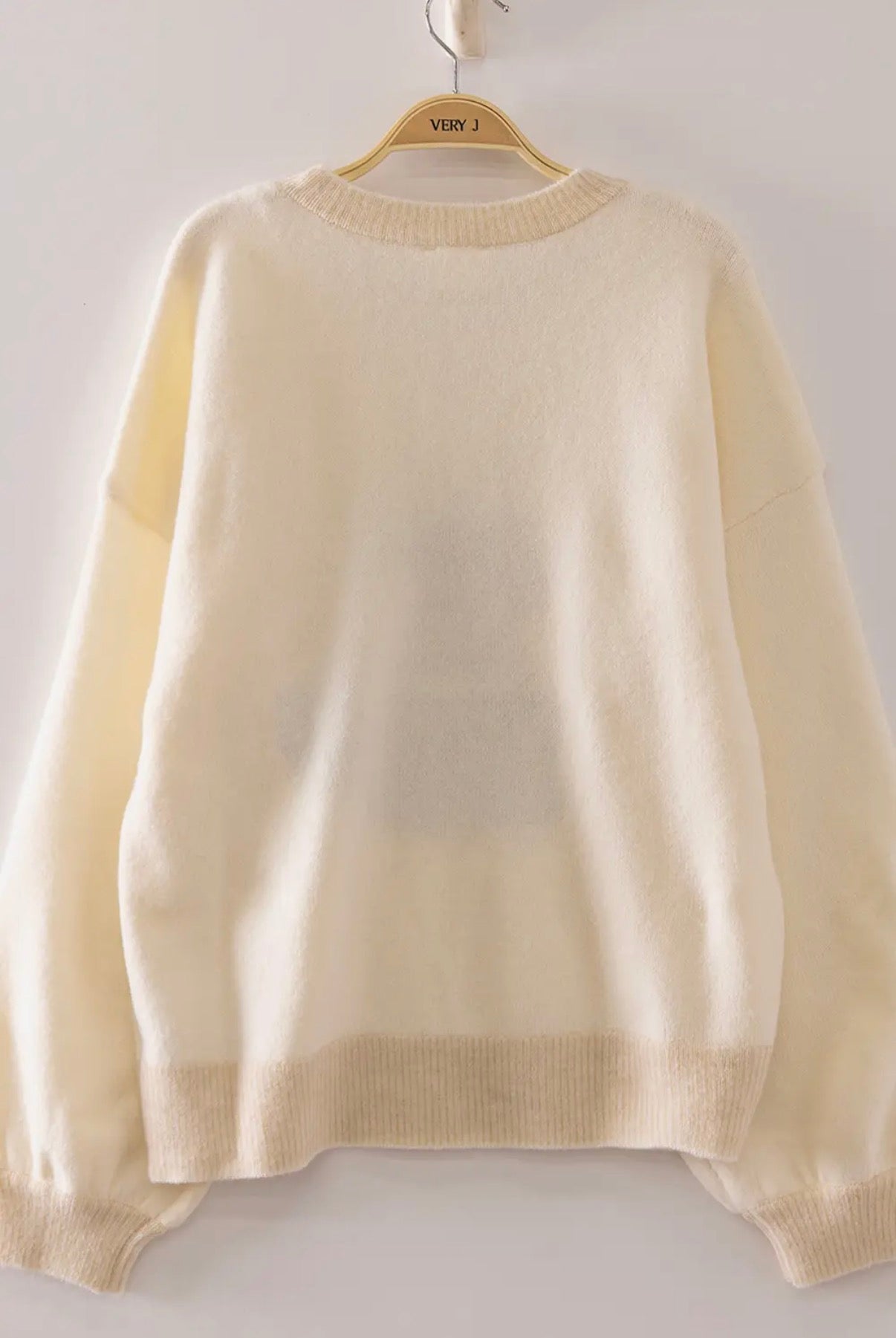12W3674N Dog Intarsia Sweater Ivory