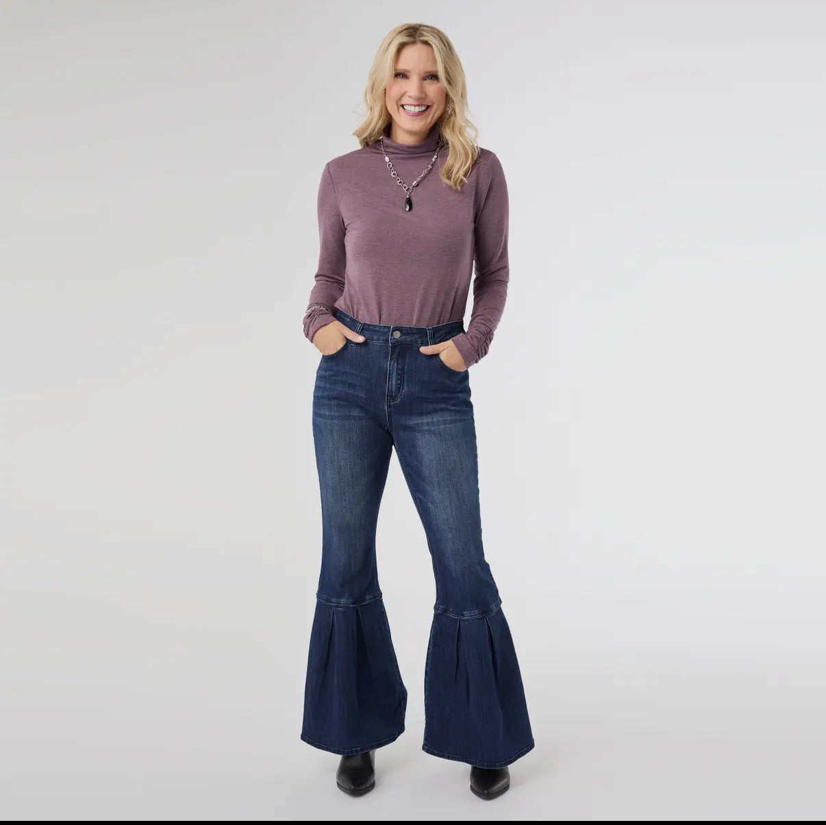 Coco + Carmen Bambu Soft Bell Flare Indigo Dark Denim