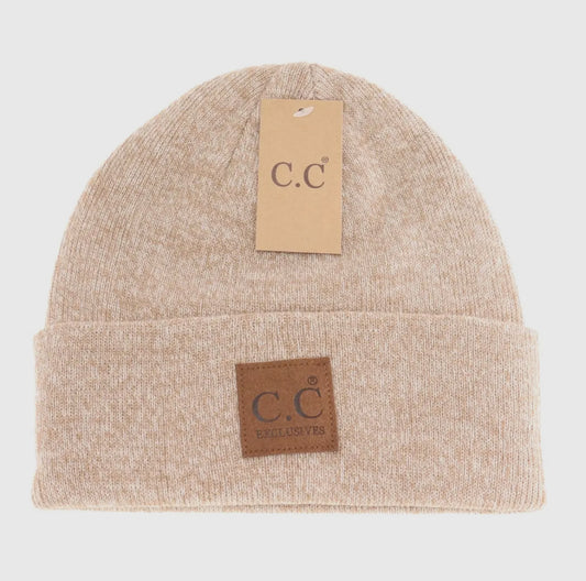 Unisex Classic Oversized Logo CC Beanie Dk Beige Mix