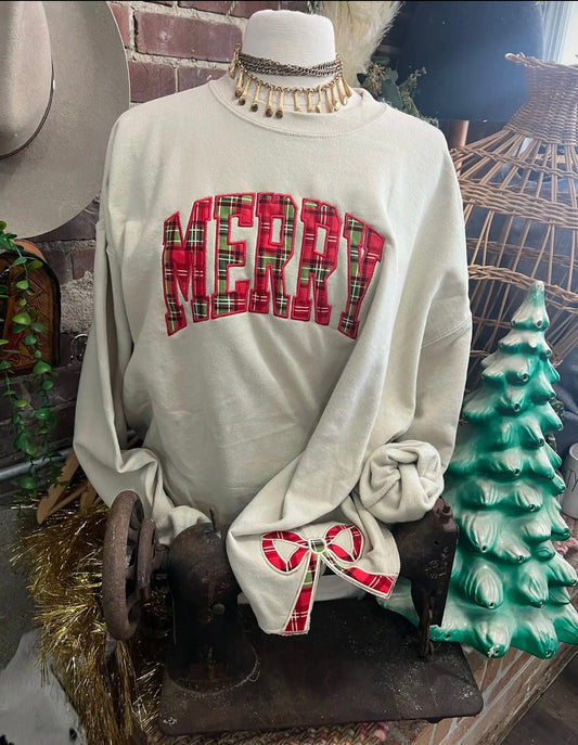Merry Bow Sweatshirt Beige