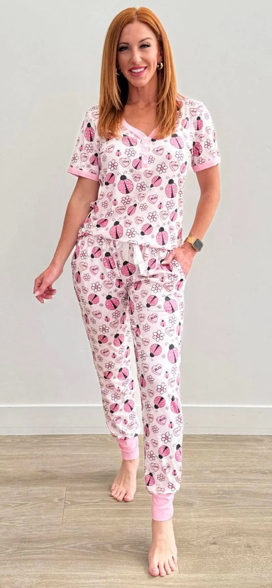 Short Sleeve Jogger PJ Set- Love Bug