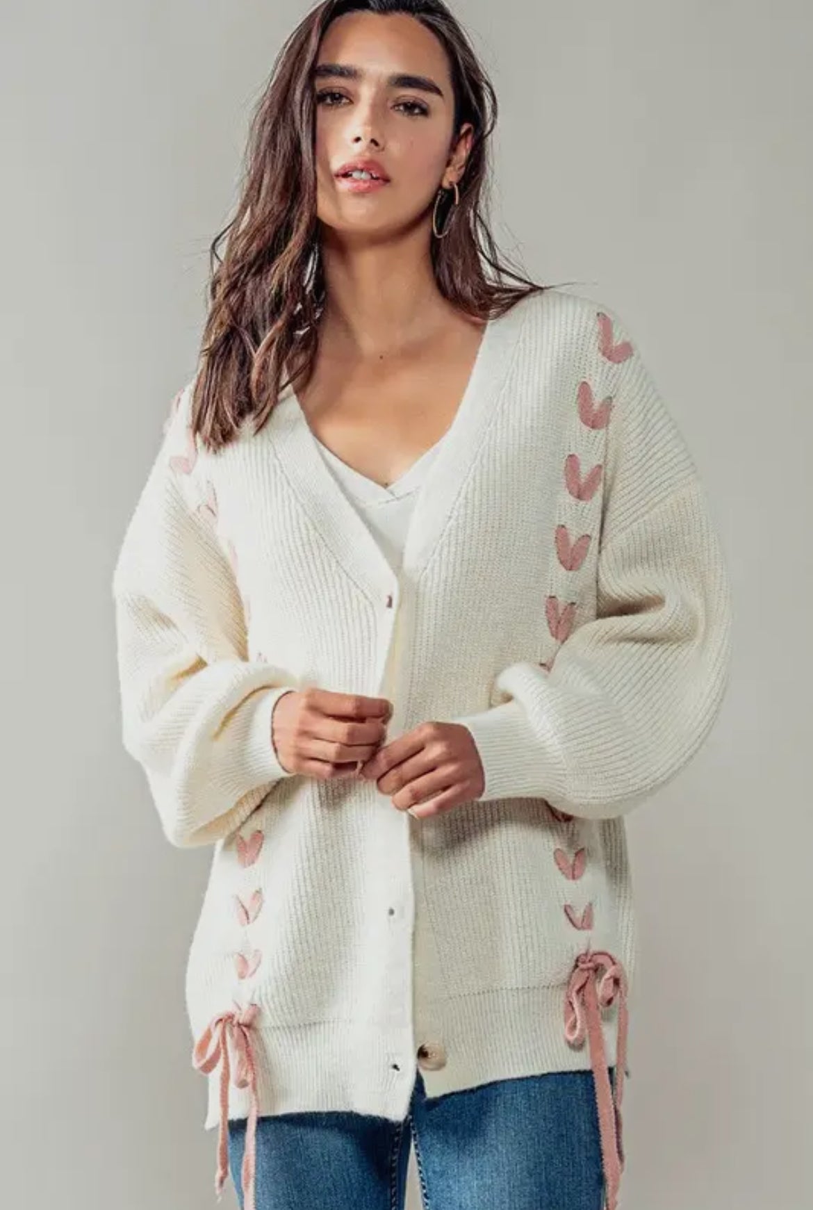 Heartbeat Weave Cardigan Ivory S/M or M/L