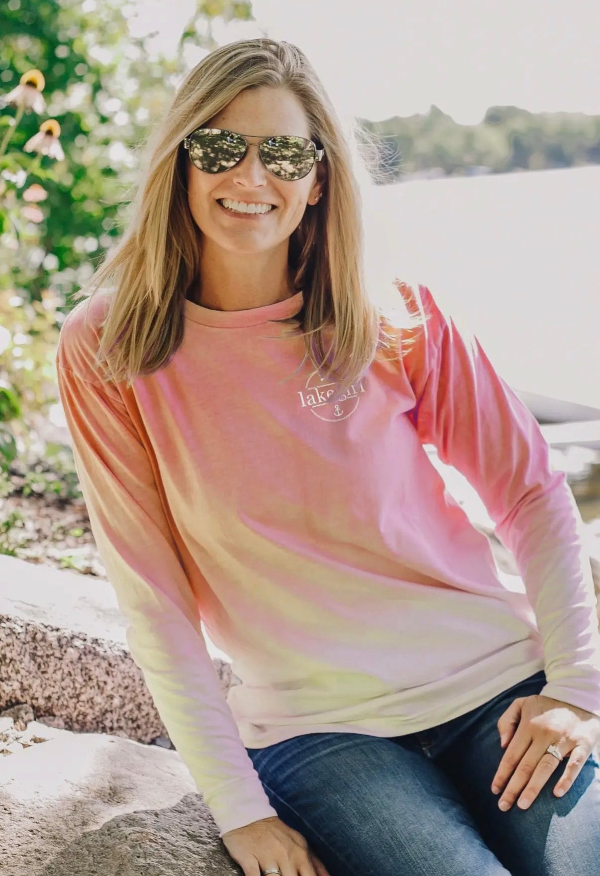 Ombre Striped Rope Circle Long Sleeve MELON
