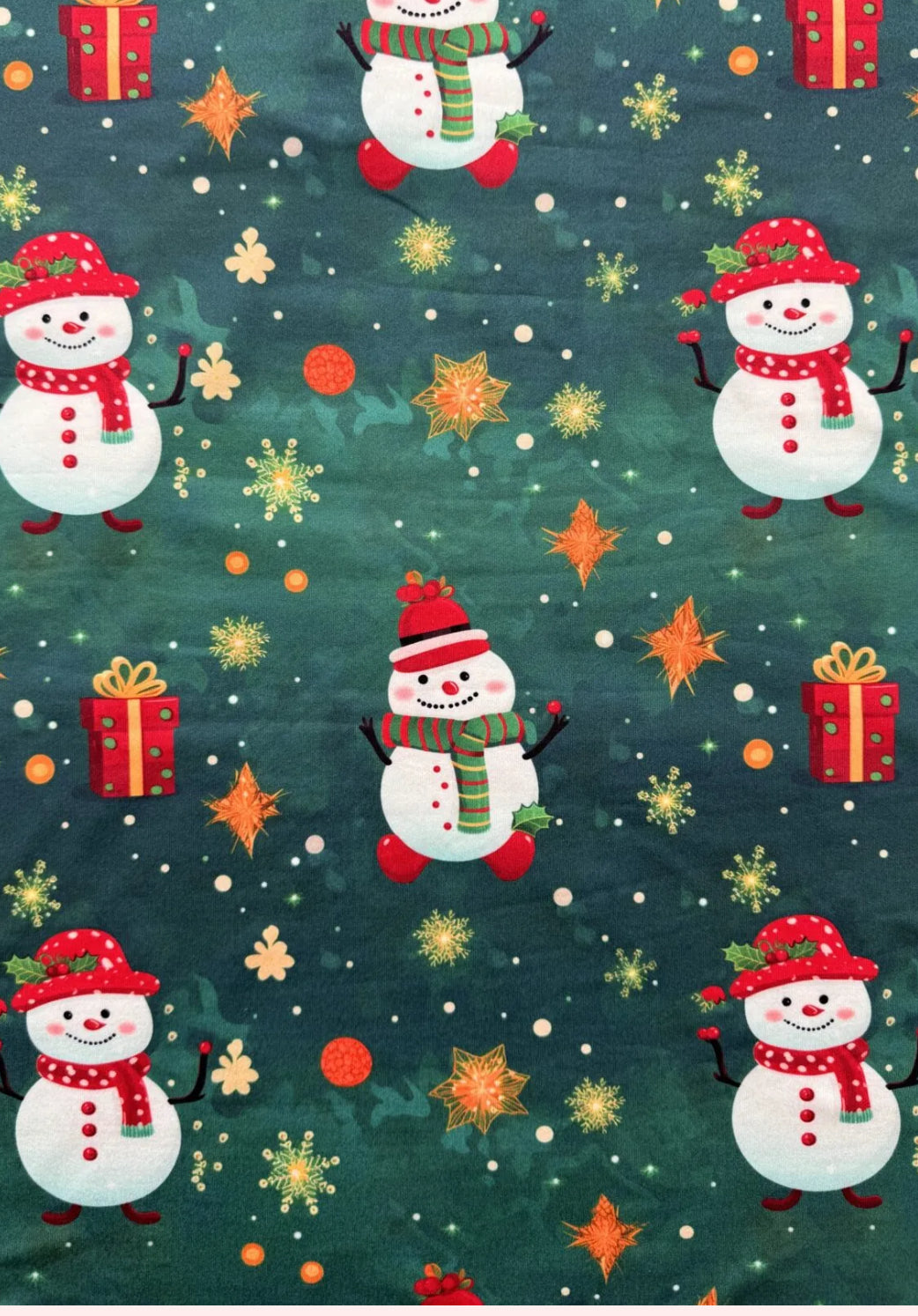 Adult Christmas PJ Green w/ Snowman Jogger Set