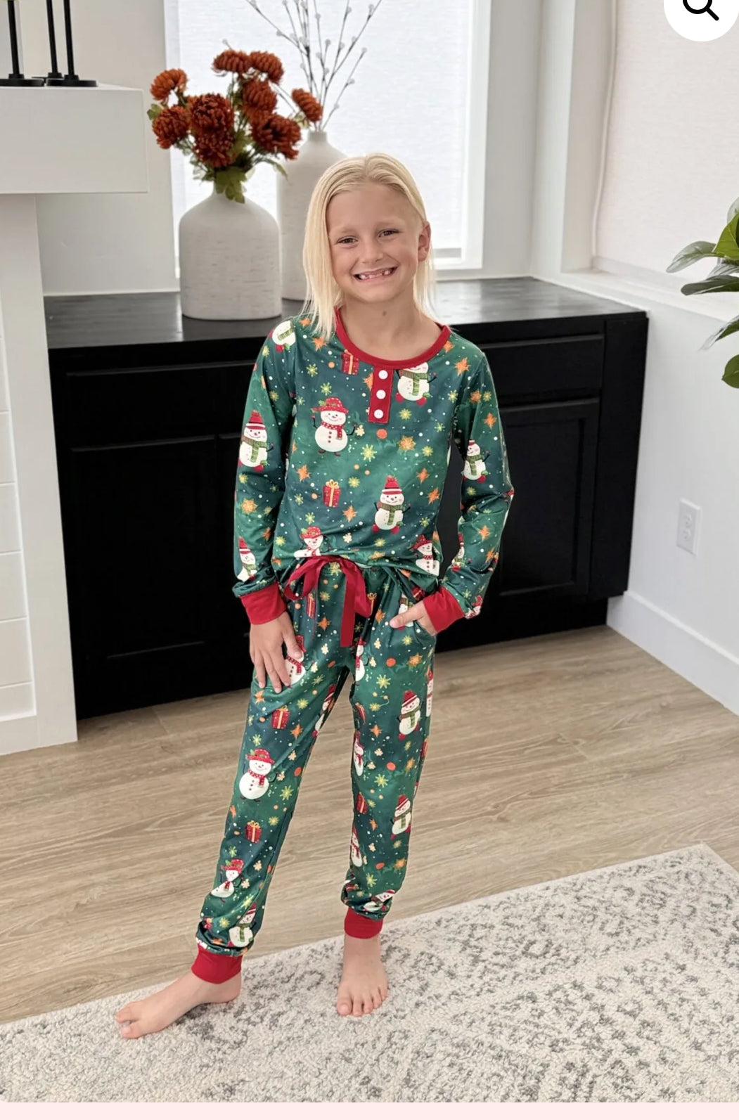 Adult Christmas PJ Green w/ Snowman Jogger Set