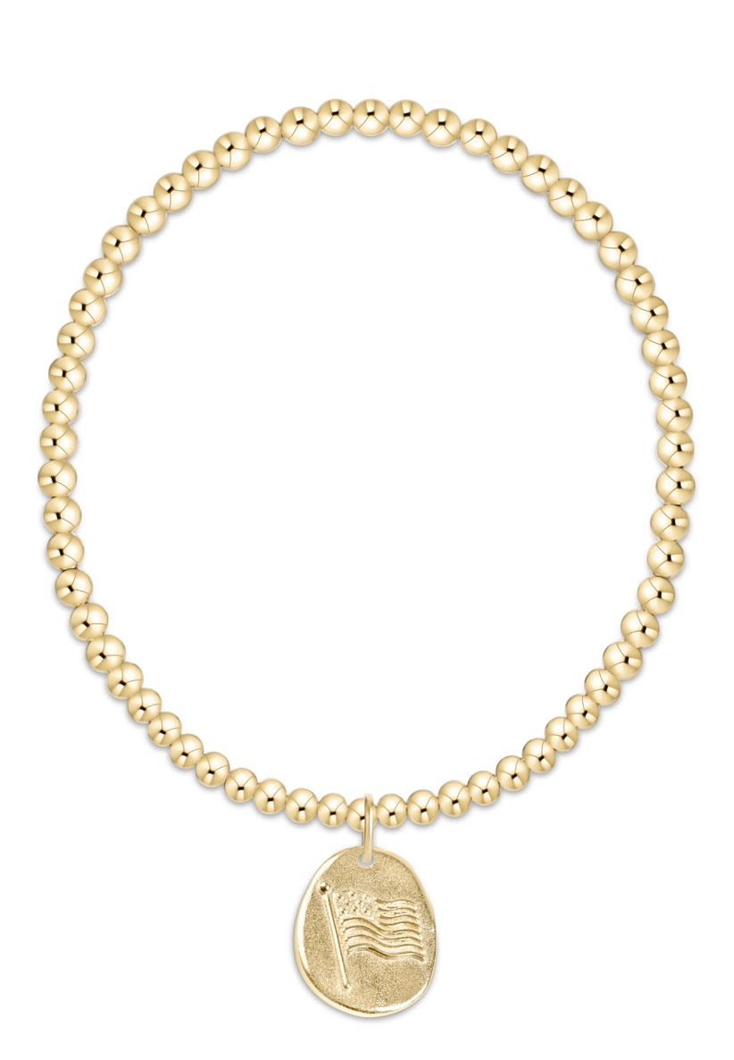 BCLG3INSAMRGD Classic Gold 3mm Bracelet Inspire America Gold Disc