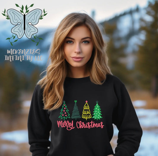 Black Merry Christmas Trees Sweatshirt